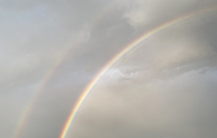 A double rainbow gives hope over the homestead after days of rain