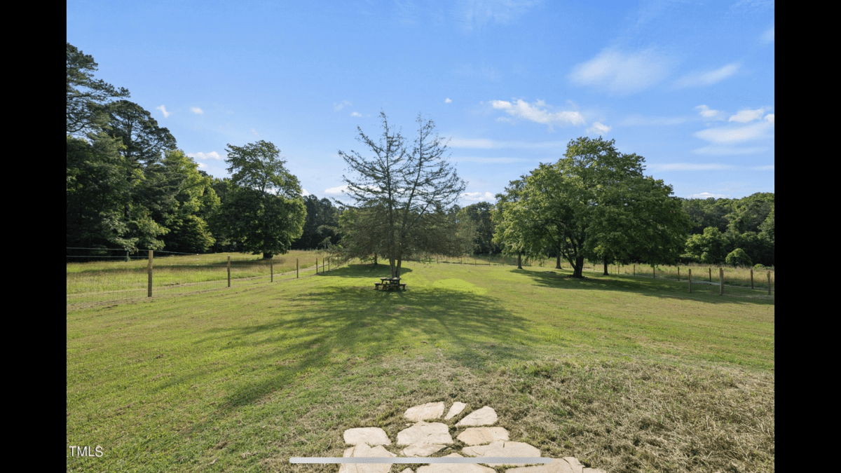 Photo of the fenced in area taken from the back of the house