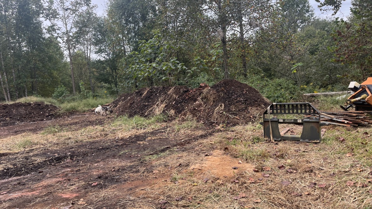 Compost we have built for use. Land level for greenhouse install. All available.