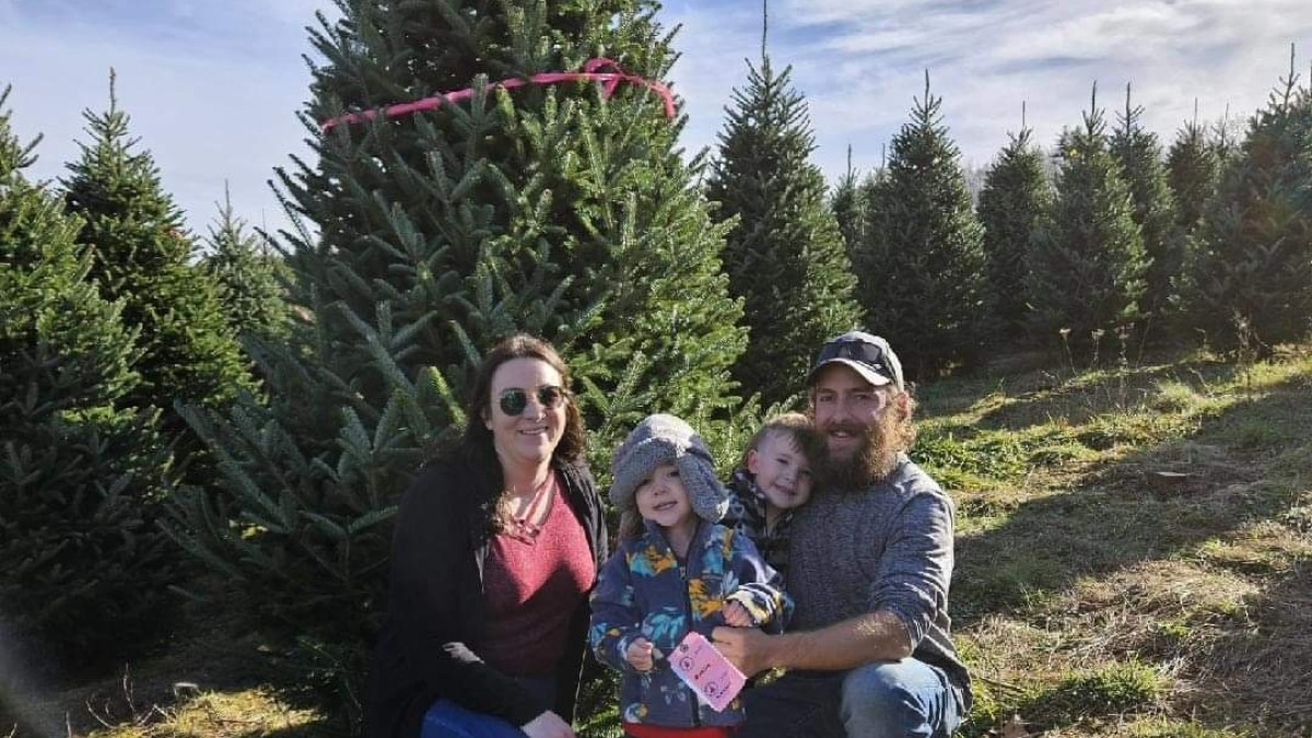 Alyssa, Josie, Finley, and Jathen at our annual Christmas tree