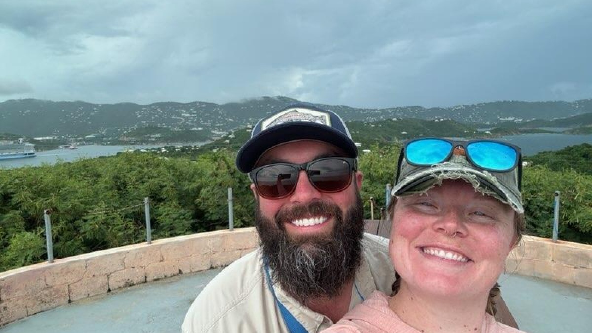 My wife and I at an overlook while woofing