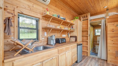 tiny house kitchen and loft