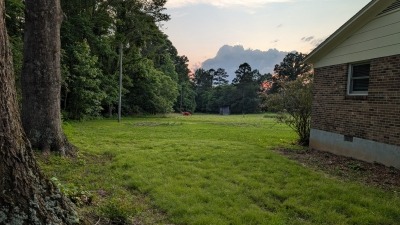 Shows field behind the house