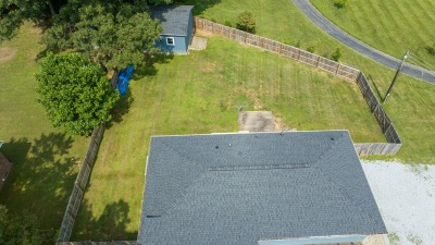 Fenced backyard