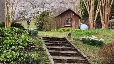 Stone steps on north side of house
