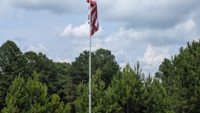 Flag pole at Farm access road