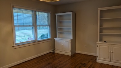 Living room. Book cases are movable