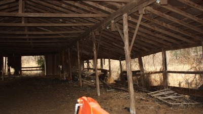 Inside the old poultry building
