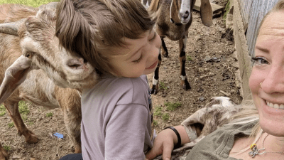 Hanging out with some of our goats