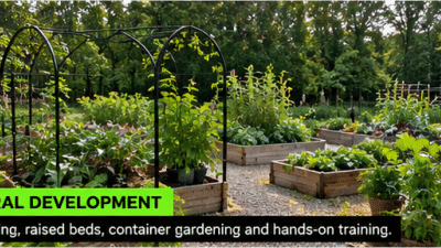 Agricultural Development Year-round greenhouses, raised beds, container gardening, aquaponics, and agricultural workforce training.