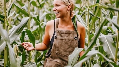 Woman in corn field