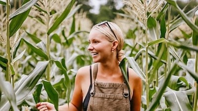 Woman in corn field