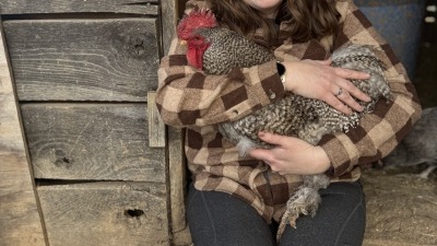 Holly with her rooster