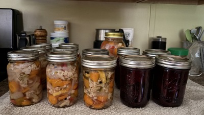 Canning our harvest. 