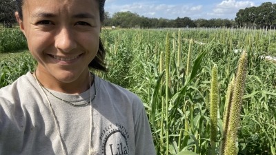 Millet cover crop selfie