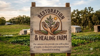 Example of one of many farm signs posted around property with positive affirmations 