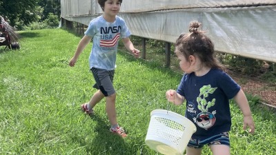 Kids with Harvest Buckets
