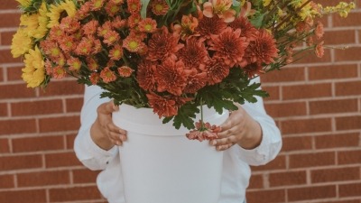 the biggest bucket of flowers