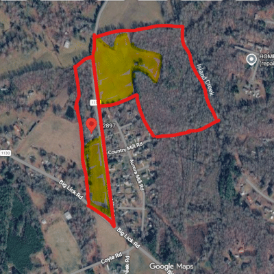 overhead map view of the two parcels